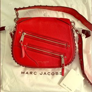 Marc Jacobs Red Studded Leather Saddle bag